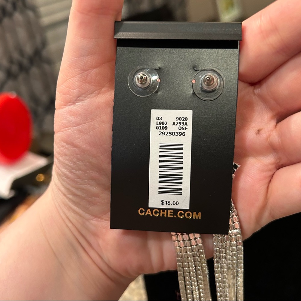 NWT Cache Women’s Long Dangle Crystal Glam Dress Tiered Waterfall Earrings $48! - Picture 6 of 7